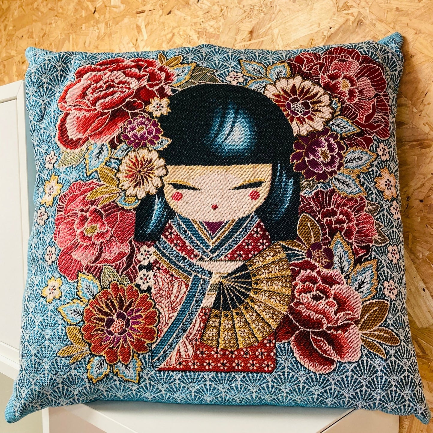 Kussen Geisha licht blauw - Bamar Fashion