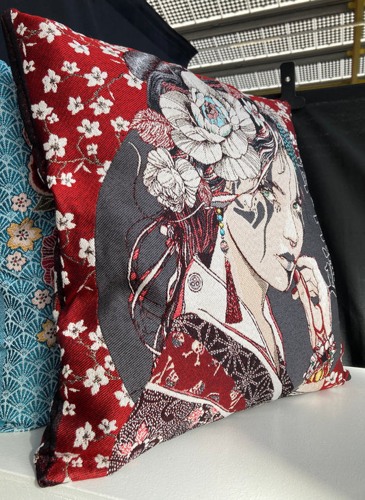 Kussen Geisha rood - Bamar