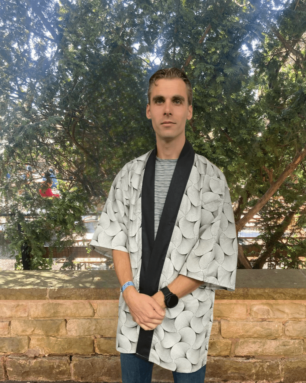 Kimono / happi jas - Gingko wit - Bamar Fashion