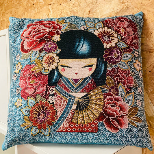 Kussen Geisha licht blauw - Bamar Fashion