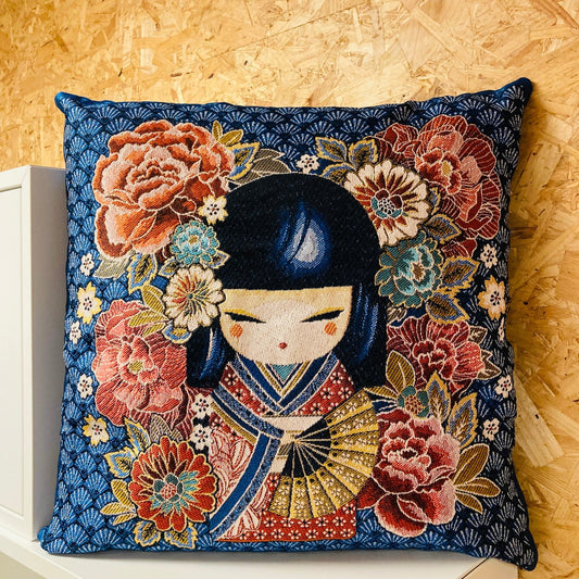 Kussen Geisha donker blauw - Bamar Fashion