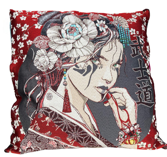 Kussen Geisha rood - Bamar Fashion