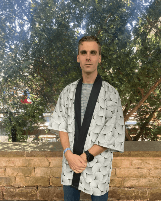 Kimono / happi jas - Gingko wit - Bamar Fashion